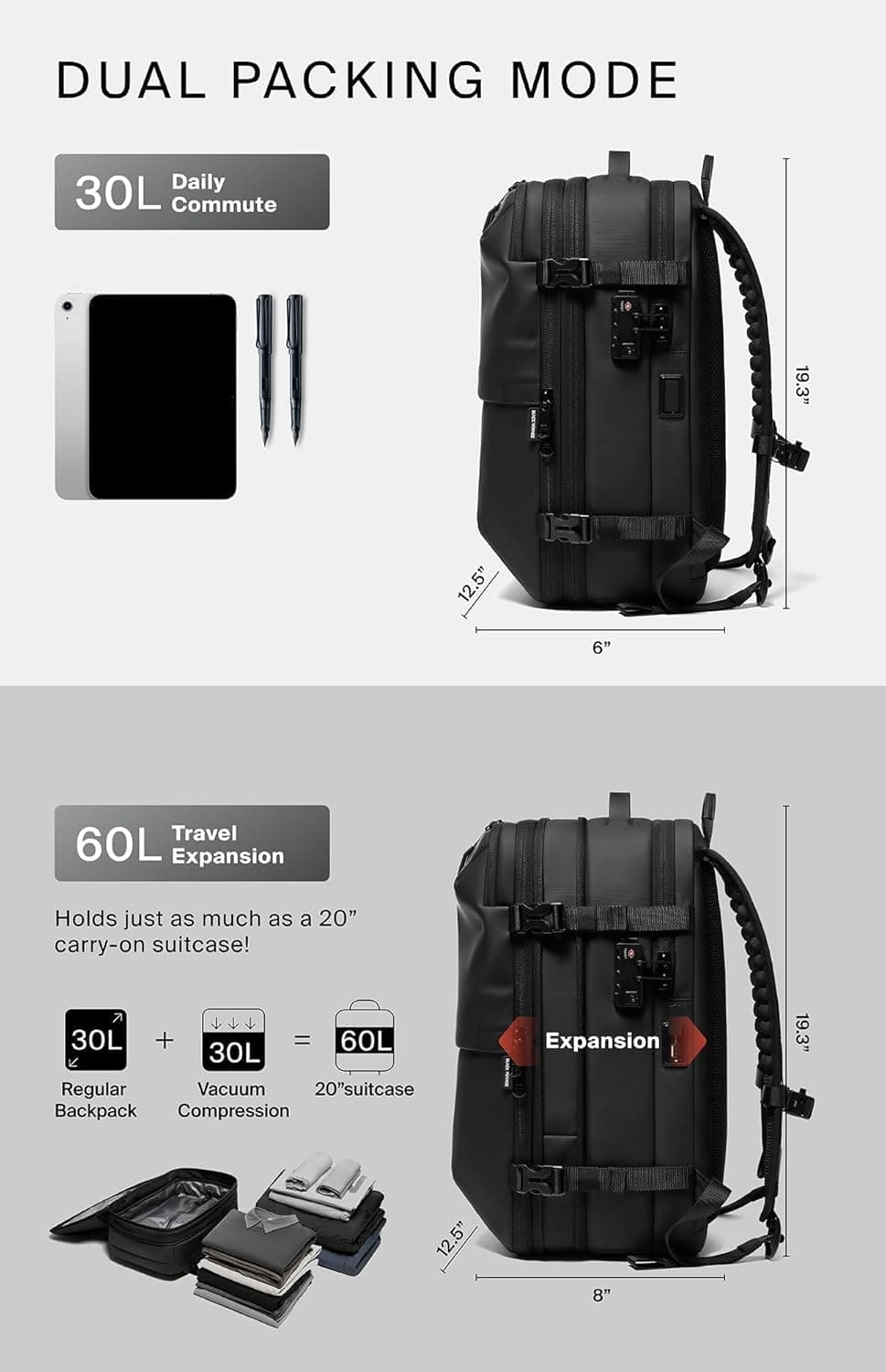 BlackVoyage Vortex Backpack packing demo