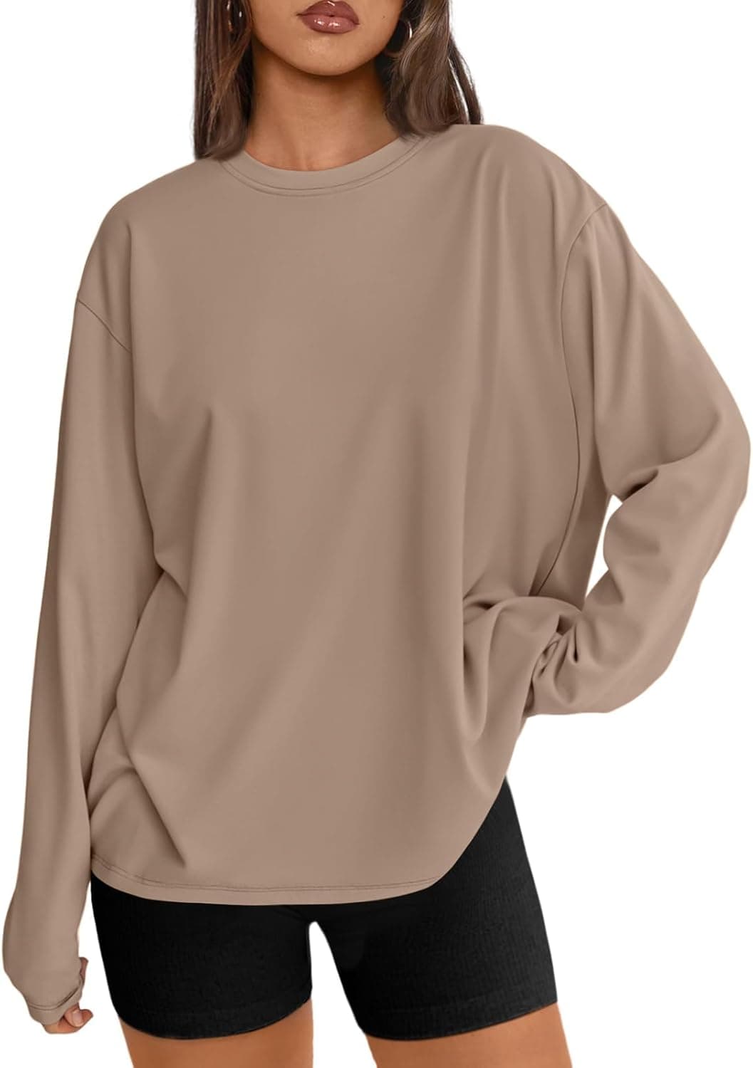Trendy Queen Womens Spring Tops Oversized Long Sleeve T Shirts 2026 Basic Tee Fall Casual Workout Y2K Clothes