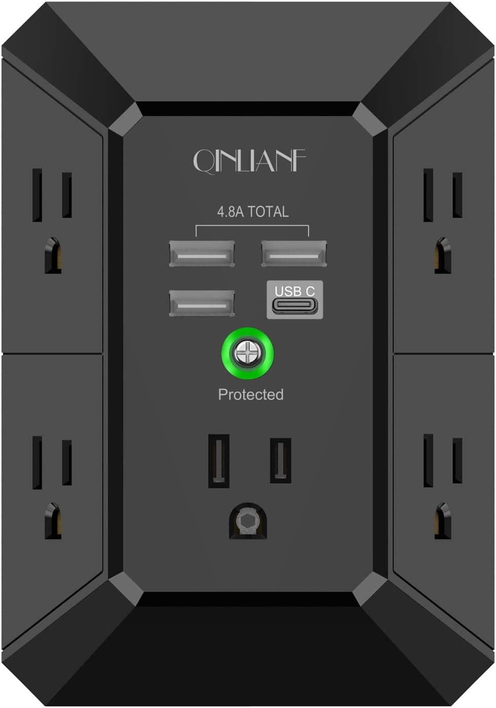 QINLIANF 5-Outlet Surge Protector with USB - Image 1
