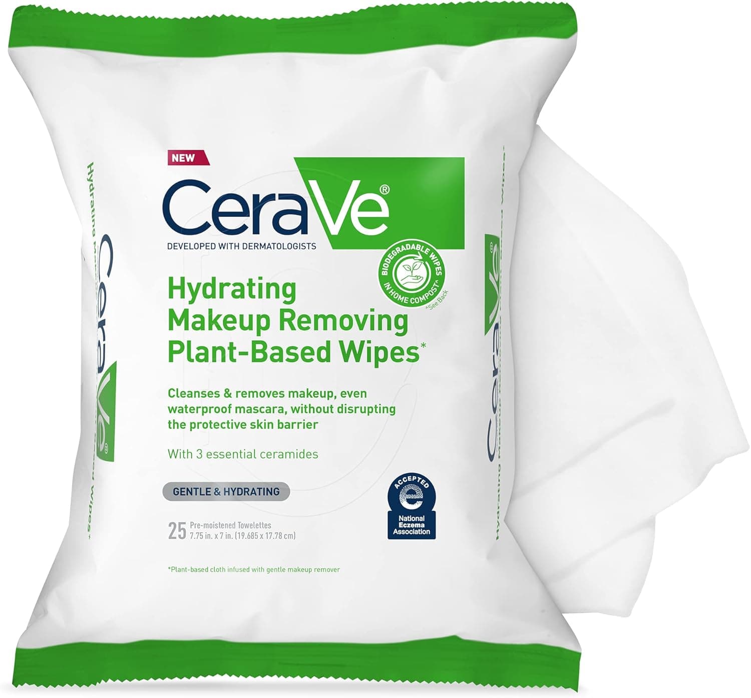 CeraVe Makeup Remover Wipes - Plant Based Face Wipes image 1